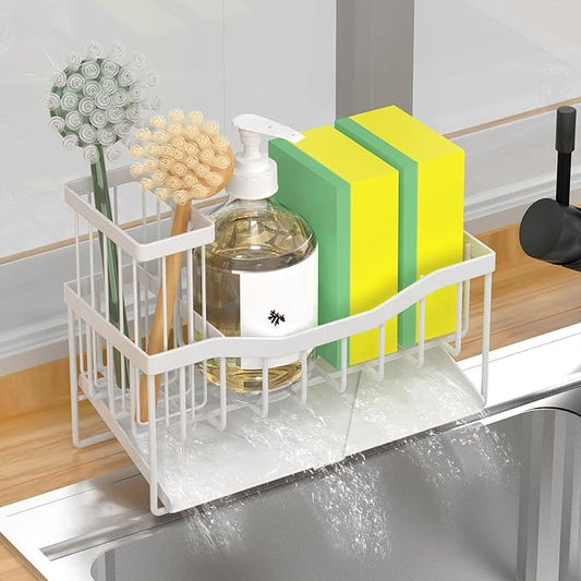 Fssvcd Maifan Sink Caddy Sponge Holder for Kitchen with Brush Holder and Stainless Steel Self Drain Tray, Rustproof Kitchen Sink Organizer for Sponge, Soap Dispenser Storage Accessories by Unknown
