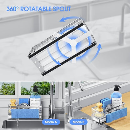 Kitchen Sink Sponge Holder - Self-Draining, Detachable Dish Cloth Holder, Rustproof Kitchen Countertop Organizer (Stainless Steel) - Image 4