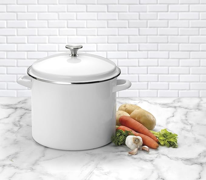 Cuisinart Chef's Classic Enamel on Steel Stockpot with Cover, 12-Quart, White - Image 2