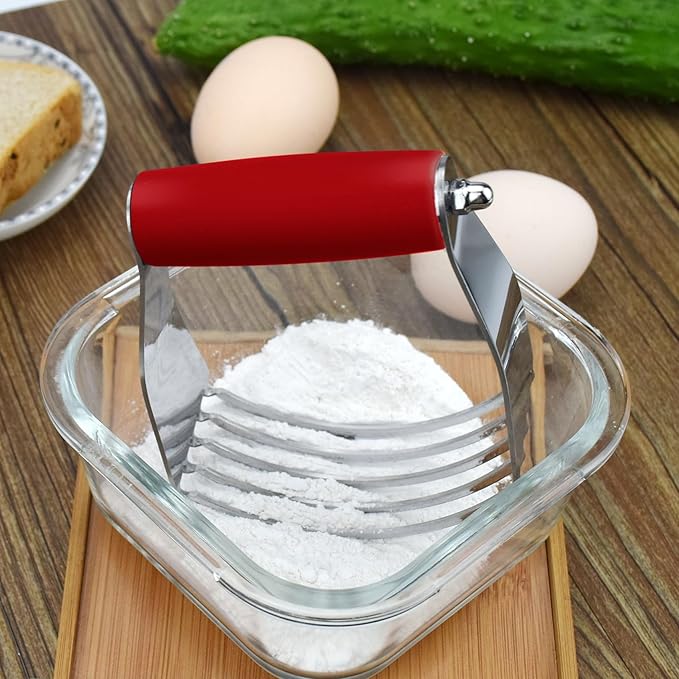 Dough Blender Heavy Duty Pastry Cutter Stainless Steel Butter Cutter Professional Baking Tool For Mixing Flour Butter (Red) - Image 5
