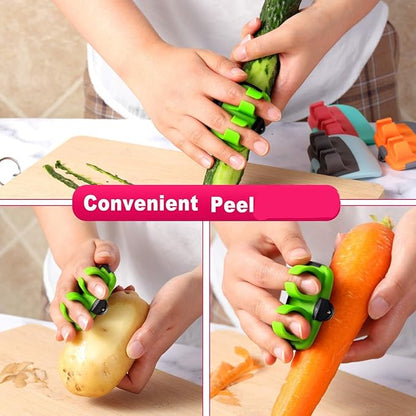 Mudder 4 Pieces Finger Vegetable Palm Peeler Kitchen Fruit Potato Peeler with Comfortable Rubber Finger Grip For Pumpkin Carrot Cucumber Potato - Image 3
