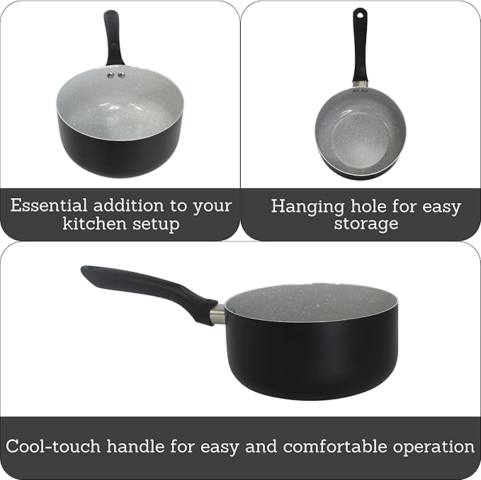 IMUSA 2.0 Qt PFAS Free Ceramic Nonstick Saucepan, Small Pot for Sauces, Gravies, Soups, Stews, Boiling & Heating, Aluminum Cookware with Cool-Touch Handle - Image 2