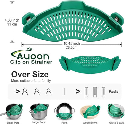 AUOON Oversized Pot Strainer Clip on Silicone - Family-Style Design Pasta Strainer Heat Resistant Kitchen Colander for Spaghetti and Noodles | Dishwasher Safe - Image 3