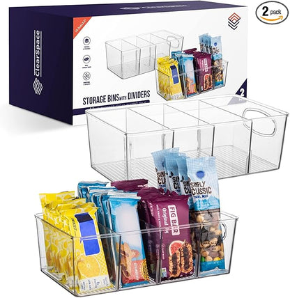ClearSpace Plastic Pantry Organization and Storage Bins with Removable Dividers – Perfect Kitchen Organization or Kitchen Storage – Refrigerator Organizer Bins, Cabinet Organizers (2 Pack) by ClearSpace