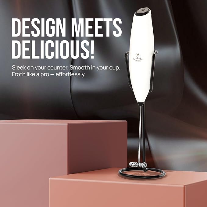 Zulay Kitchen Executive Series Luxury Gift Milk Frother with 4 Duracell Batteries – Handheld Electric Foam Maker for Coffee, Lattes & Hot Chocolate – Deluxe Finish, Ultimate Gift for Coffee Lovers - Image 2