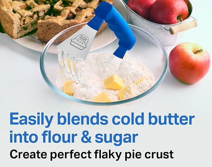 Pastry Cutter Tool - Heavy Duty Stainless Steel Pastry Blender, Comfortable Handle, Dishwasher Safe, Perfect Flaky Pie Crust & Biscuits - Blue