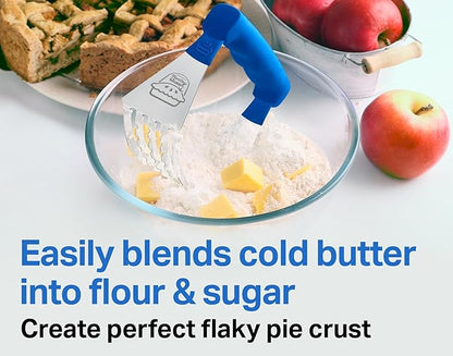 Pastry Cutter Tool - Heavy Duty Stainless Steel Pastry Blender, Comfortable Handle, Dishwasher Safe, Perfect Flaky Pie Crust & Biscuits - Blue