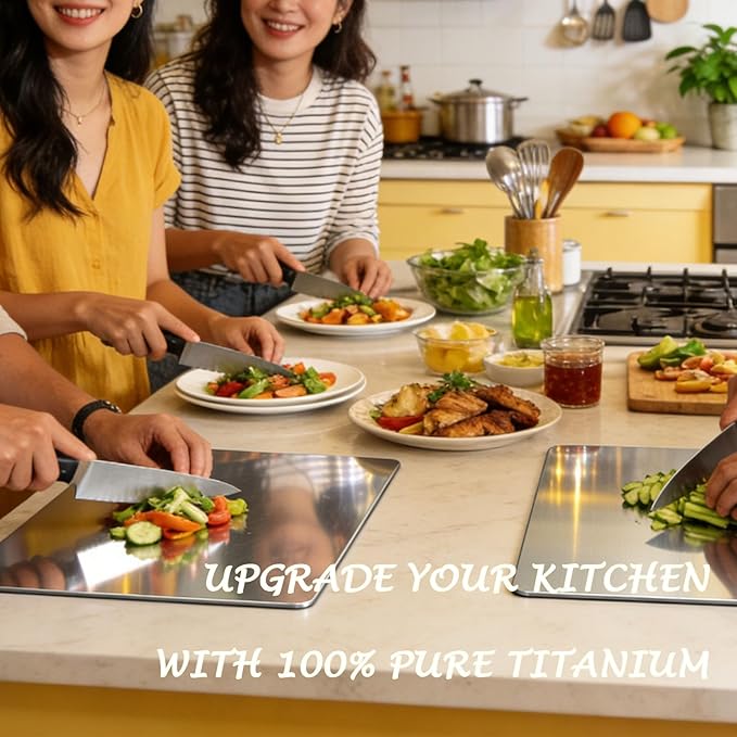 100% Pure Titanium Cutting Board Set of 3, Titanium Cutting Boards for Kitchen Dishwasher Safe, Food-Grade Metal Meat Chopping Board Mat for Cooking Tasks and Outdoor Charcuterie Party (S+M+L) - Image 7