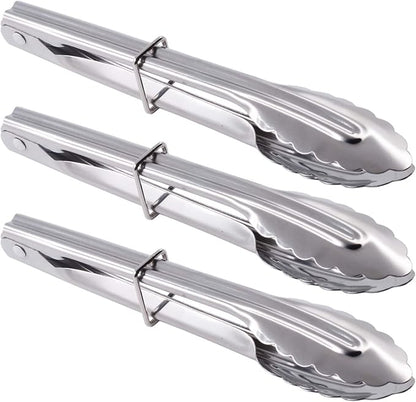 HINMAY Mini Stainless Steel Serving Tongs Small Tongs for Serving Food Cooking Salad Grilling (7-Inch 3 Pieces) by HINMAY