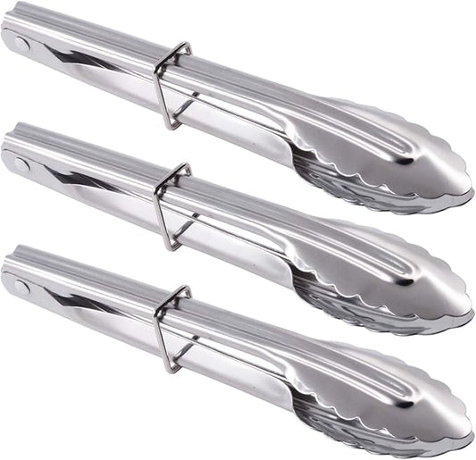 HINMAY Mini Stainless Steel Serving Tongs Small Tongs for Serving Food Cooking Salad Grilling (7-Inch 3 Pieces) by HINMAY