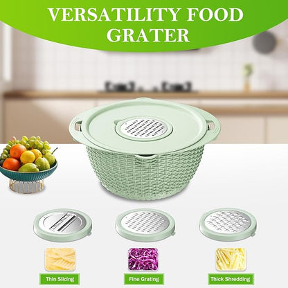4 in 1 Colander with Bowl Set, Food Strainers and Colanders, Colander for Kitchen, Pasta Strainer, Fruit Washing Bowl, Kitchen Essentials Strainer Basket Bowl, Green, Christmas & New Year Gifts - Image 3