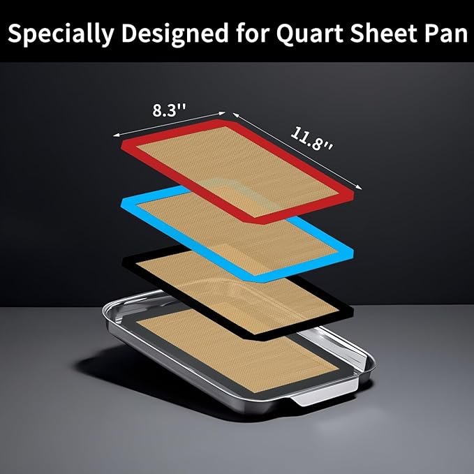 Small Silicone Baking Mats, Set of 4,11-4/5x8-1/4 Inch Quarter Sheet Size, Non Stick, BPA Free, 1/4 Baking Sheet Pan Liner for Cookies, Macaron, Bread, Pastry, Toaster (Multi Colors) - Image 2