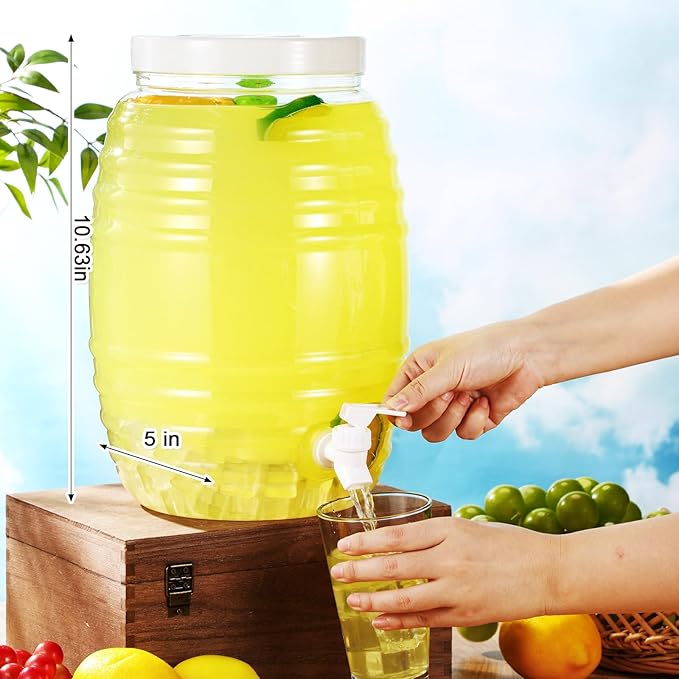 Honeydak 1 Pcs 2.7 Gallon Plastic Beverage Dispenser with Spigot Clear Extra Large Plastic Beverage Dispenser Summer Drink Holder with Tap for Party Lemonade Cold Water Beer