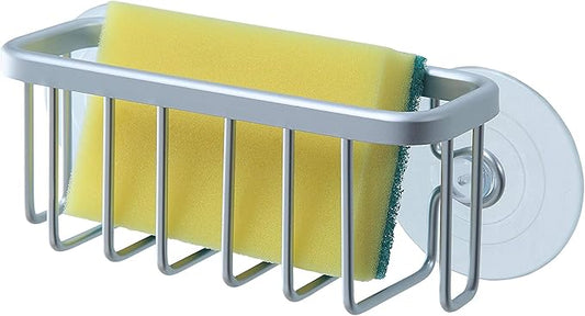 SunnyPoint NeverRust Kitchen Sink Suction Holder for Sponges, Scrubbers, Soap, Kitchen, Bathroom, 6"L x 2.36" W x 2.56"H , Aluminum (Mat Silver, Set of 1) by SunnyPoint