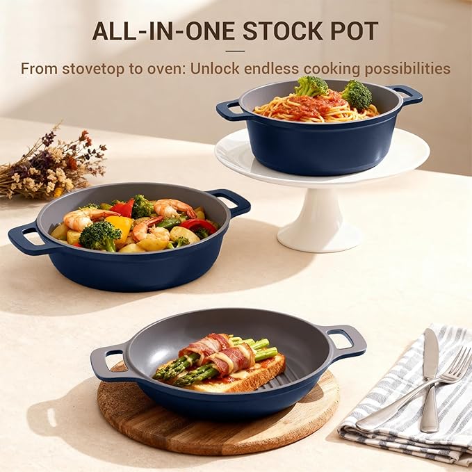Ammeloo 4.5 Qt Non Stick Soup Pot with Lid, Ceramic Stockpot Set, Cooking Pot for All Stovetops, All-in-One Non Toxic Pot for Stews, Soups & Pasta, Easy to Clean, Induction Ready, PFAS Free - Image 2