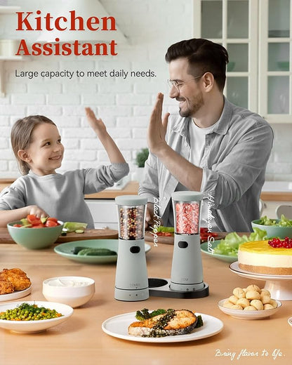 Electric Salt and Pepper Grinder Set with Storage Base, Stainless Steel Rechargeable Salt and Pepper Grinder Set with 4.5 oz Large Capacity, 1.8" Wide Mouth, Adjustable Coarseness, Ideal for Kitchen - Image 8