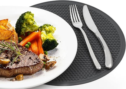 12" Microwave food Cover & Mat,Large Vented Collapsible Splatter Guard dish Plate lid & Silicone Round Kitchen mat - Image 8