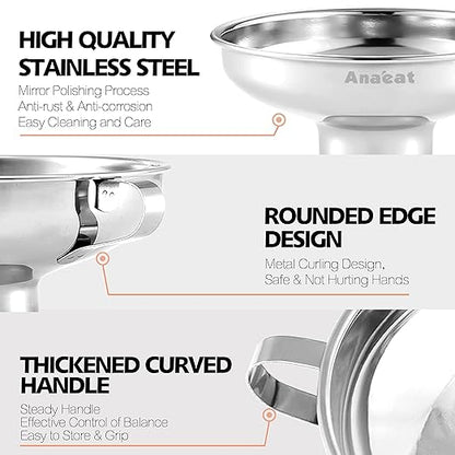 Anaeat Stainless Steel Canning Funnel with Handle for Wide and Regular Jars & Canning Jars, Wide-Mouth Funnels Excellent for Transferring Liquid and Dry Ingredients, Large Solids, Beans & Jams (5.5") - Image 4