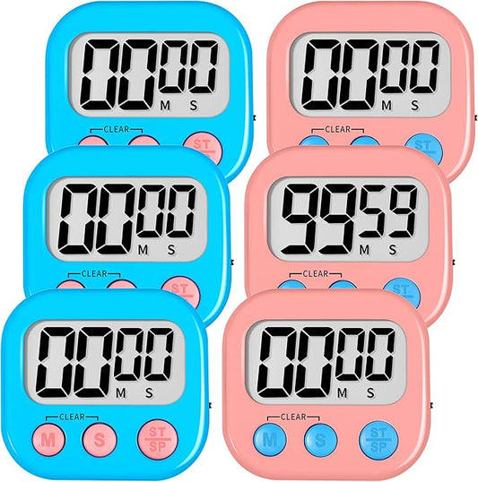 ZILLEEN Classroom Timer for Kids Teachers Digital Timers, Blue Pink 6 Pack by ZILLEEN