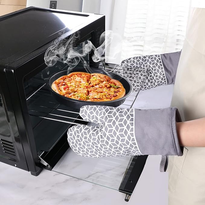 Oven Mitts and Pot Holders Sets 6pcs, Thick Cotton Oven Gloves High Heat Resistant 500℉with Extra Long Oven Mitts and Hot Pads Potholders with Non-Slip Silicone Surface for Cooking Baking - Image 3