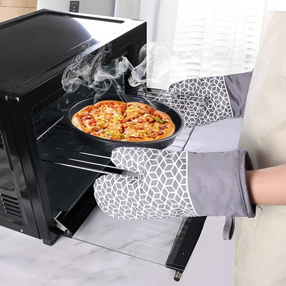 Oven Mitts and Pot Holders Sets 6pcs, Thick Cotton Oven Gloves High Heat Resistant 500℉with Extra Long Oven Mitts and Hot Pads Potholders with Non-Slip Silicone Surface for Cooking Baking - Image 3