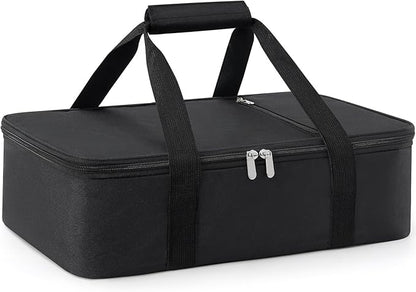 Insulated Casserole Carrier for Hot or Cold Food,Pie Carrier Bag Lunch Bag Tote for Potluck Parties/Picnic/Cookouts, Fits 9"x13" Baking Dish,Black