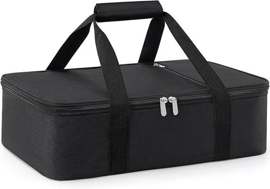Insulated Casserole Carrier for Hot or Cold Food,Pie Carrier Bag Lunch Bag Tote for Potluck Parties/Picnic/Cookouts, Fits 9"x13" Baking Dish,Black