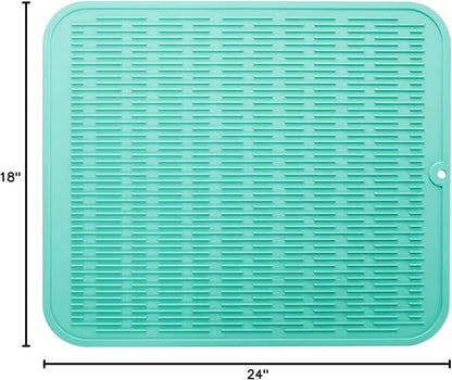 MicoYang Silicone Dish Drying Mat for Multiple Usage,Easy clean,Eco-friendly,Heat-resistant Silicone Mat for Kitchen Counter or Sink,Refrigerator or Drawer Liner Mint 2XL 24 inches x 18 inches - Image 10
