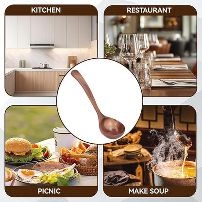 Wooden Ladle, 7.87inch Soup Ladle Wooden Serving Spoon Soup Spoon Ladle for Cooking, Serving and Stirring Kitchen Ladles for Stew Sauces (S) - Image 6