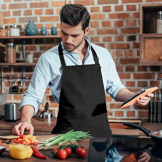 15 Pcs Adult Aprons Bulk with Pockets Adjustable Bib Chef Apron for Women Men Painting Cooking Crafting (S/L) - Image 7
