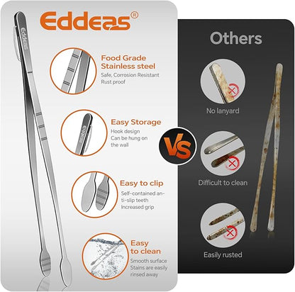 Eddeas Kitchen Tweezers Tongs, Cooking Tweezers Stainless Steel - 3 Size 12'' 10'' & 8 inch Ideal for Meat, pasta, plating and pinching delicate small pieces of food, Set of 3 - Image 3
