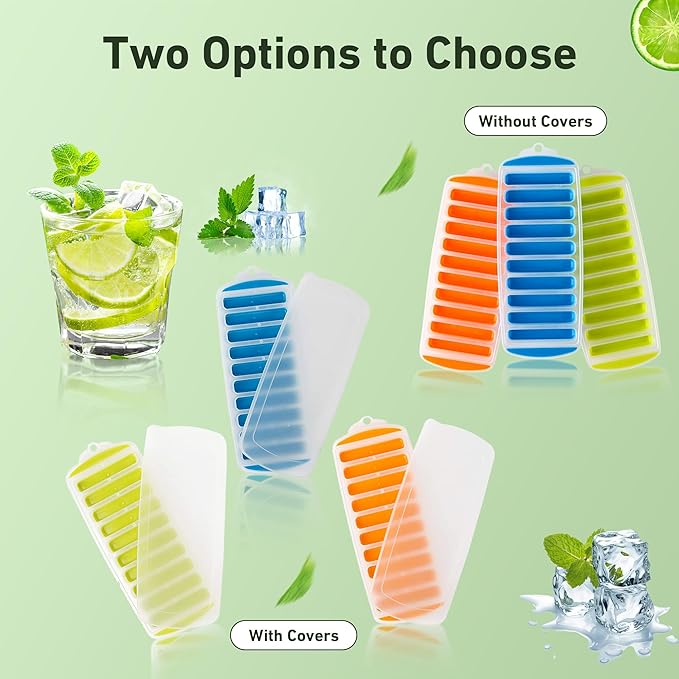 Lily's Home Silicone Narrow Ice Stick Cube Trays with Easy Push and Pop Out Material, Ideal for Sports and Water Bottles, Assorted Bright Colors (11.81" x 4.61" x 0.75", Set of 3) - Image 4