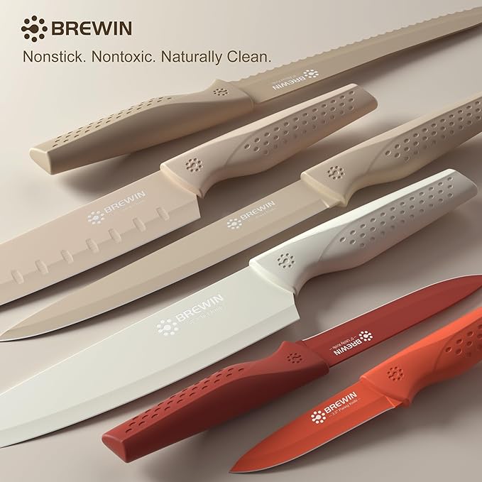 Brewin Knife set, 13 Pieces Kitchen Knives Set with Sharpener, Anti-Rust Coating and Blade Guard, Home Essentials, Camping Essentials - Muliticolor - Image 3
