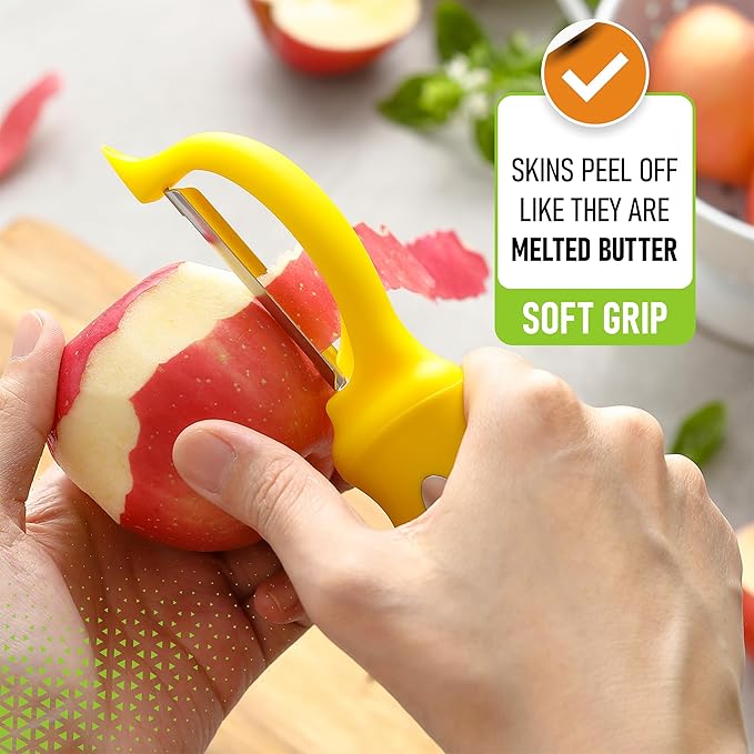 Spring Chef Premium Swivel Potato Peeler for Kitchen, Stainless Steel Fruit Peeler with Soft Grip Handle, Perfect for Vegetable, Apple, Carrot, Cucumber, Ginger - Dishwasher Safe - Yellow - Image 4