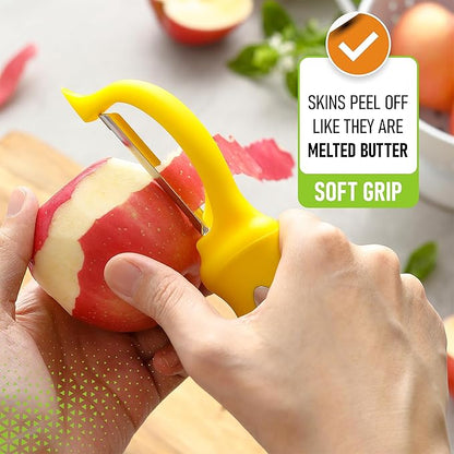 Spring Chef Premium Stainless Steel Yellow Swivel Potato Peelers for Kitchen, Dishwasher Safe Carrot Peeler with Comfortable Handle, Perfect for Vegetable, Fruit, Apple, Cucumber - Set of 2 - Image 4