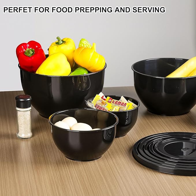 Greentainer Plastic Mixing Bowls with Lids Set for Kitchen, 5 Set Nesting Bowls for Mixing, Baking, Prepping, Cooking and Serving Food, Mixing Bowls Dishwasher, Microwave Safe - Image 6