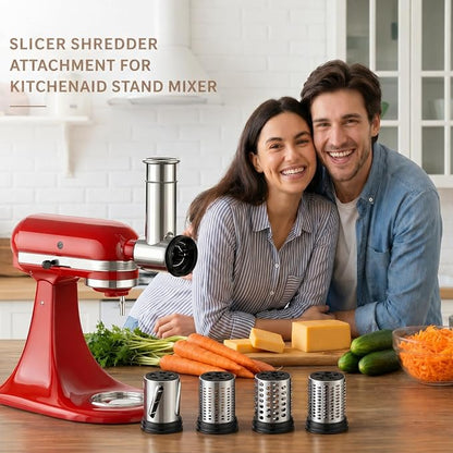 Stainless Steel Cheese Grater Attachment for KitchenAid Stand Mixer,4 Drum Blades for Slicing and Shredding Cheese & Vegetables,Dishwasher Safe Kitchen Prep Accessory for Salad Prep - Image 2