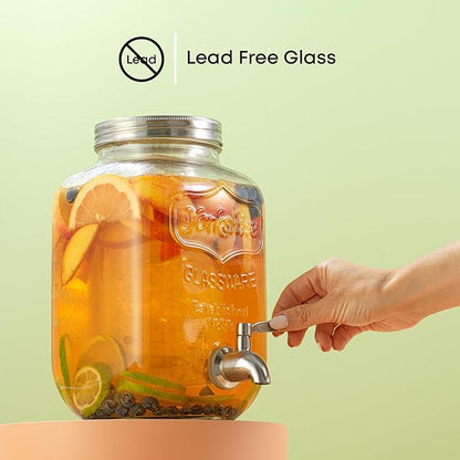 1-Gallon Drink Dispenser. Glass Beverage Dispenser with Stainless steel Spigot plus Ice Cylinder and Fruit Infuser! Water Dispenser, Lemonade Stand, Juice Container - Drink Dispensers for Parties - Image 5