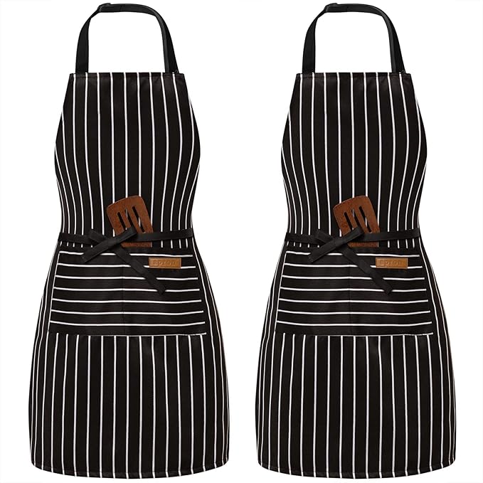BeLuyi 2 Pack Adjustable Bib Apron with 2 Pockets Chef Cooking Kitchen Restaurant Aprons for Women Men by BELUYI