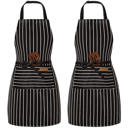 BeLuyi 2 Pack Adjustable Bib Apron with 2 Pockets Chef Cooking Kitchen Restaurant Aprons for Women Men by BELUYI