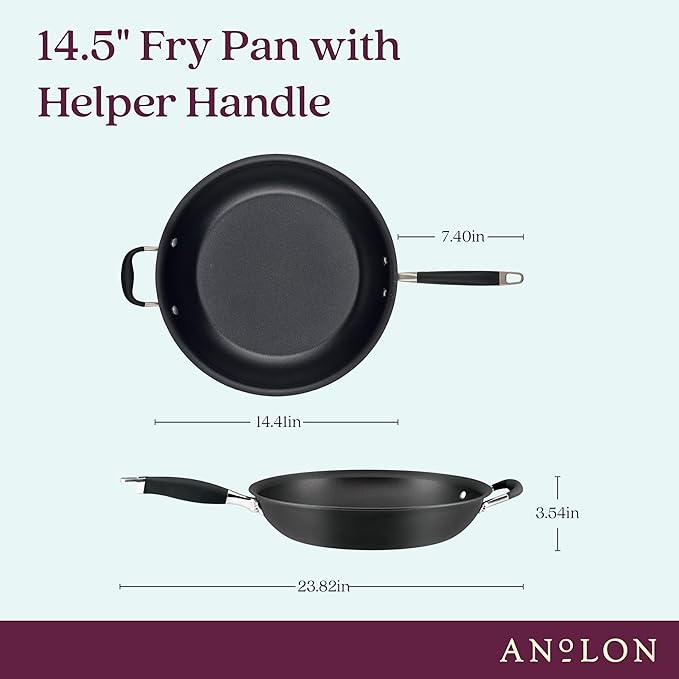 Anolon Advanced Home Hard Anodized Nonstick Frying Pan, 14.5 Inch – Large Skillet with Helper Handle, 14 Inch Nonstick Frying Pan, Durable Cookware - Onyx - Image 2