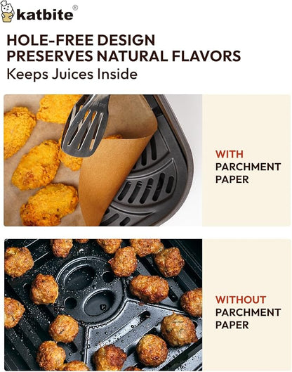 Katbite Air Fryer Disposable Paper Liners 200 Pcs, 9x11 Inch, Oil Resistant & Easy Clean, Non-stick Rectangular Paper Sheets Basket Liner for Toaster Oven Xl Air Fryer - Image 5