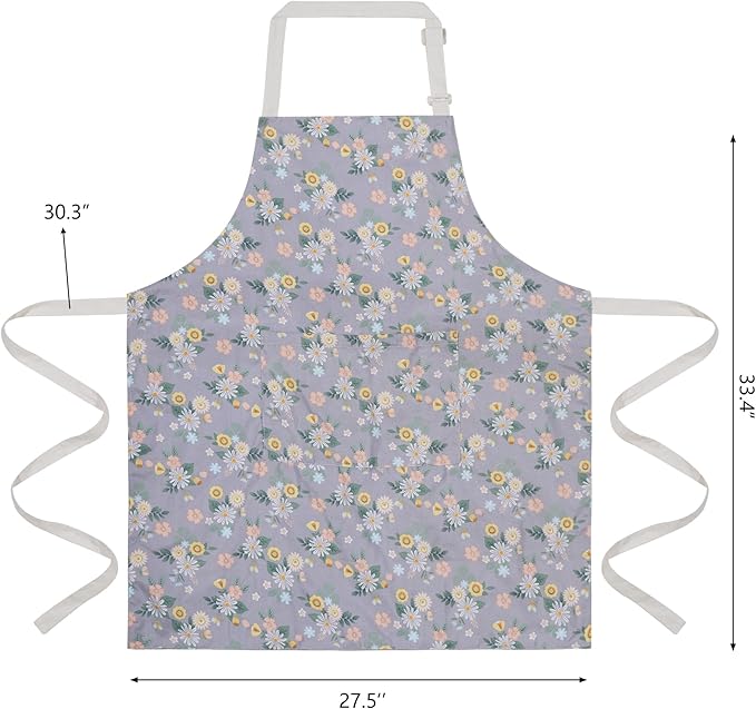 Aoomzoon Kitchen Aprons for Women with 2 Pockets,Double Sided Vintage Adjustable Apron for Gardening Cooking Arting Painting - Image 6
