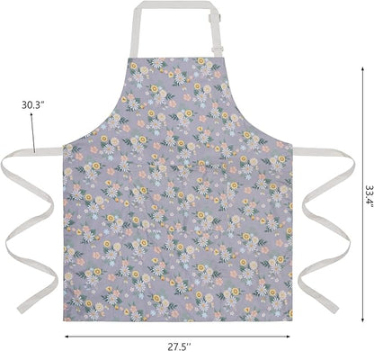 Aoomzoon Kitchen Aprons for Women with 2 Pockets,Double Sided Vintage Adjustable Apron for Gardening Cooking Arting Painting - Image 6