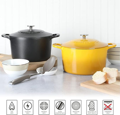 MARTHA STEWART Gatwick 7-Quart Enamel Cast Iron Dutch Oven Pot with Lid – Matte Black – Durable Heavy-Duty Dutch Oven for Slow Cooking, Braising & Baking - Image 6