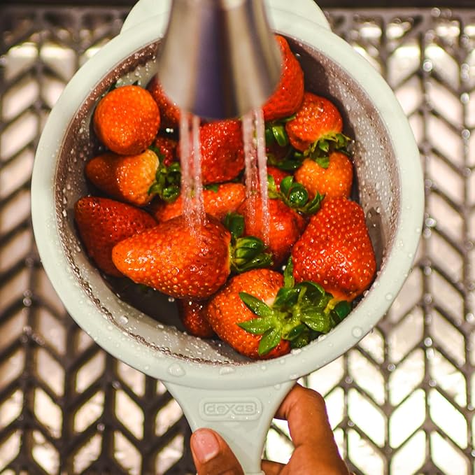 Dexas 8" Collapsible Silicone Strainer in Sage, Kitchen Strainer with Handles, 7.2 Cup Capacity | BPA-Free, Heat-Resistant, Space-Saving Kitchen Tool - Image 6
