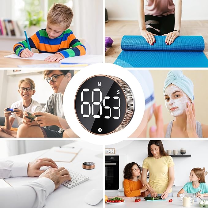 BlueSnail Kitchen Timer with LED Digital Display Smart Efficana for Home Classroom Gym Office, Volume and Brightness Adjustable Productivity Timer (Rose Gold) - Image 6