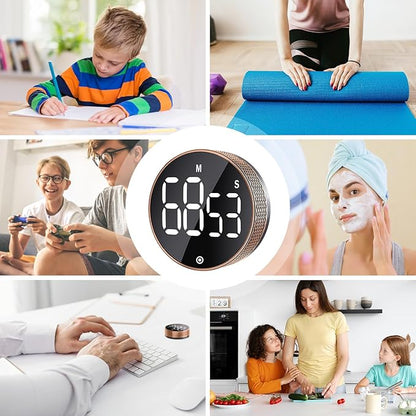 BlueSnail Kitchen Timer with LED Digital Display Smart Efficana for Home Classroom Gym Office, Volume and Brightness Adjustable Productivity Timer (Rose Gold) - Image 6