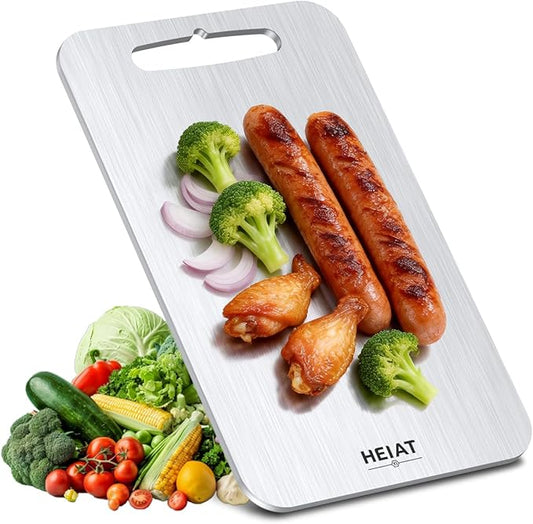 Titanium Cutting Board Set of 3, 100% Pure Titanium Cutting Boards for Kitchen, Non-Toxic, Double-Sided Chopping Boards for Raw & Cooked Food, Handles Included, Dishwasher Safe(10” x 6”) by Unknown