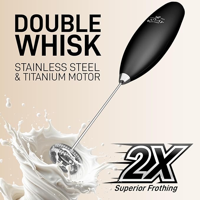 Zulay Kitchen Double Whisk Milk Frother with 2 Duracell Batteries - Powerful Handheld Foam Maker for Coffee, Lattes, Matcha, Hot Chocolate & Cappuccinos - Whip Creamy Froth in Seconds - Image 4